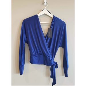 NWT Blue Wrap Top